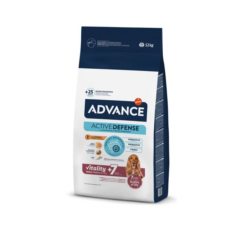 2 kg gratis! 12 kg Advance Trockenfutter - Medium Senior Vitality 7+ von Affinity Advance