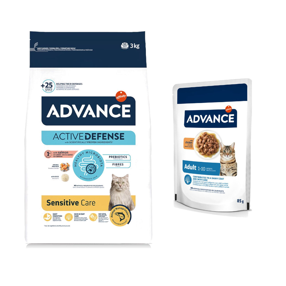 3 kg Advance + 12 x 85 g passendes Nassfutter zum Sonderpreis! - Sensitive Lachs & Reis + Adult Huhn 3 kg Advance + 12 x 85 g passendes Nassfutter zum Sonderpreis! - Sensitive Lachs & Reis + Adult Huhn von Affinity Advance