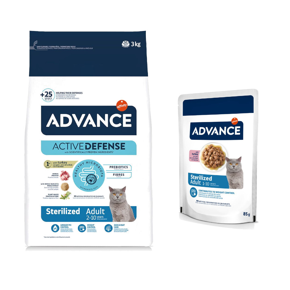 3 kg Advance + 12 x 85 g passendes Nassfutter zum Sonderpreis! - Sterilized Truthahn + Sterilized Truthahn von Affinity Advance