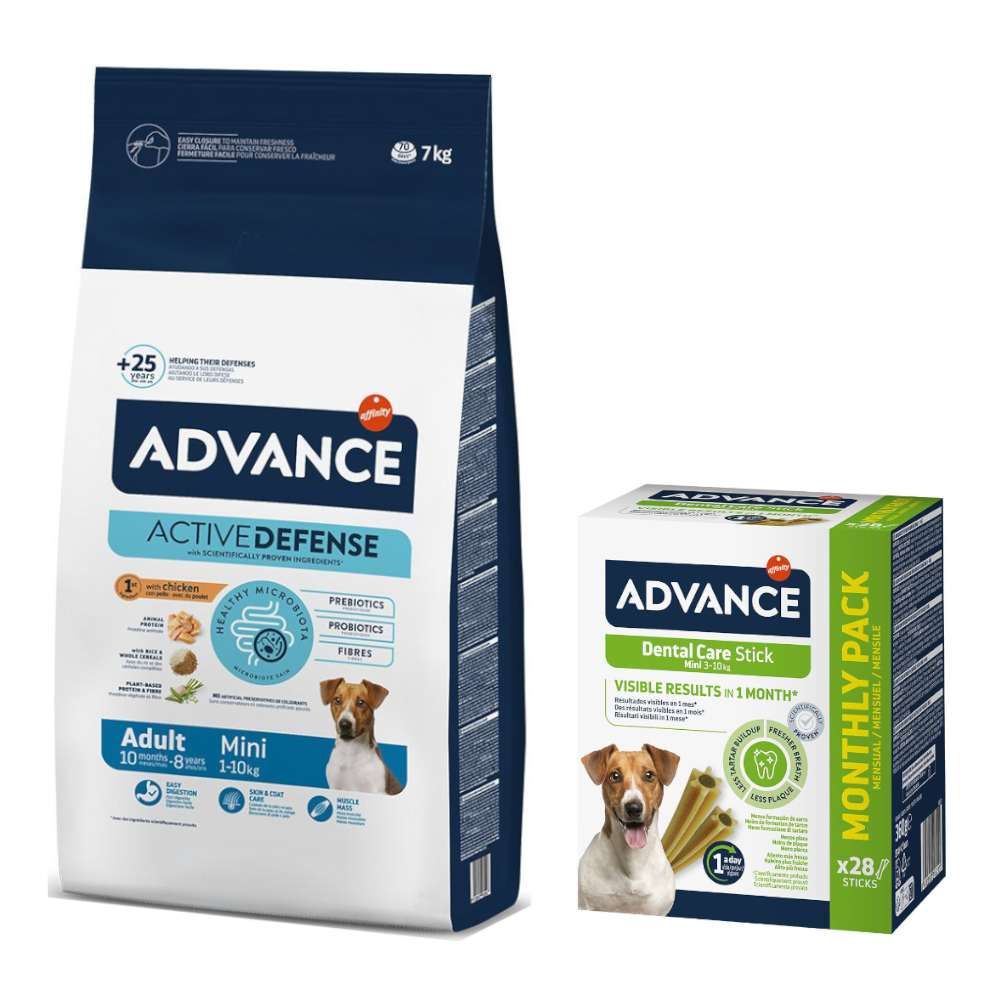 Advance Trockenfutter + passender Snack gratis! - 7 kg Mini Adult + 360 g Dental Mini Sticks von Affinity Advance