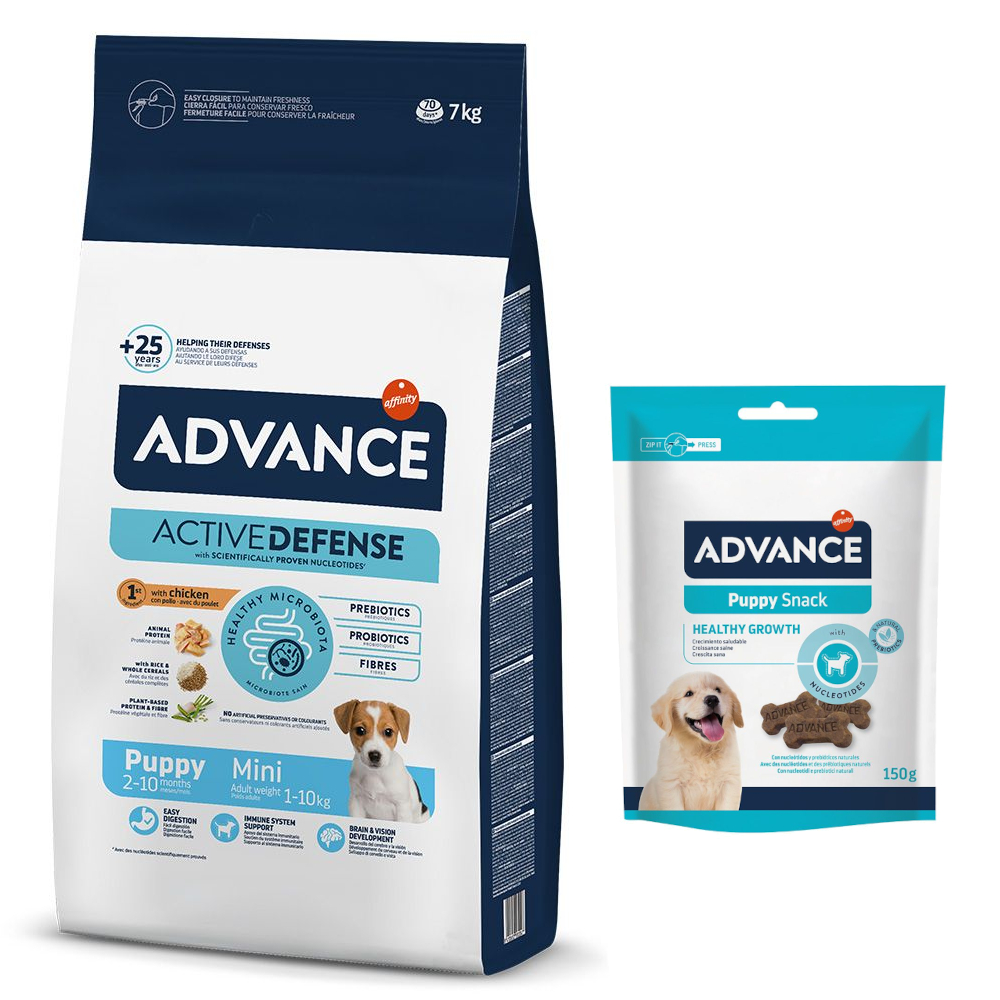 Advance Trockenfutter + passender Snack gratis! - 7 kg Mini Puppy Protect + 150 g Puppy Snack von Affinity Advance