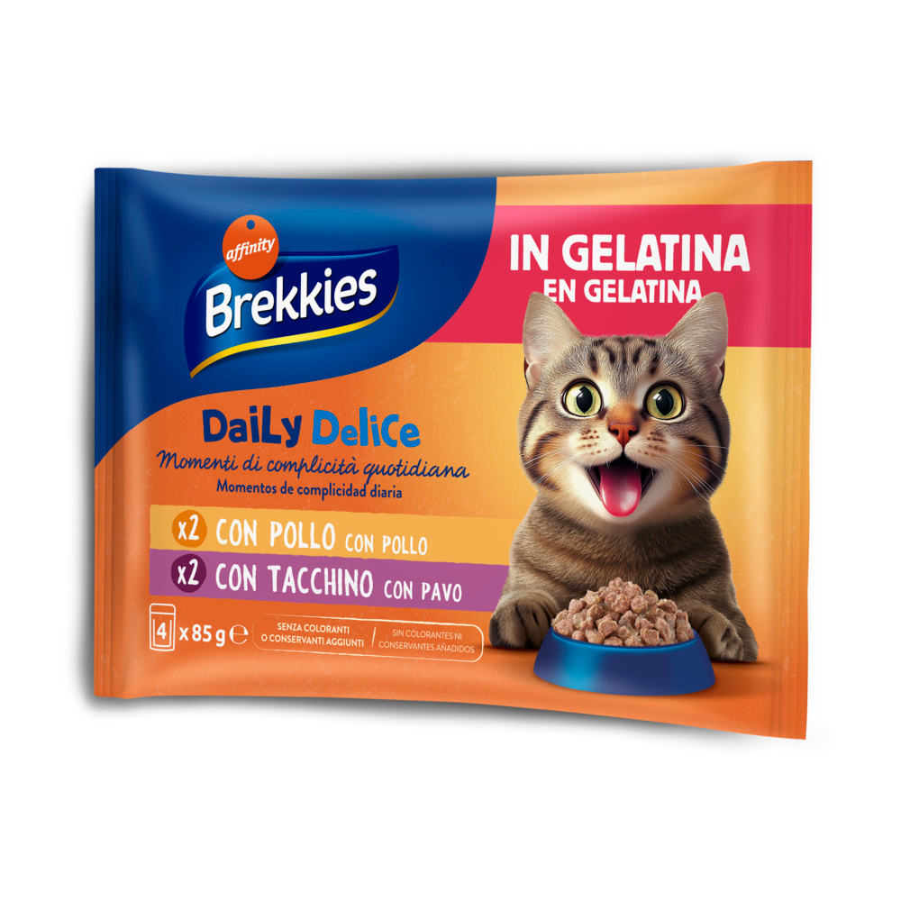 Sparpaket Brekkies Daily Delice 24 x 85 g - Huhn & Truthahn in Gelee von Affinity Brekkies