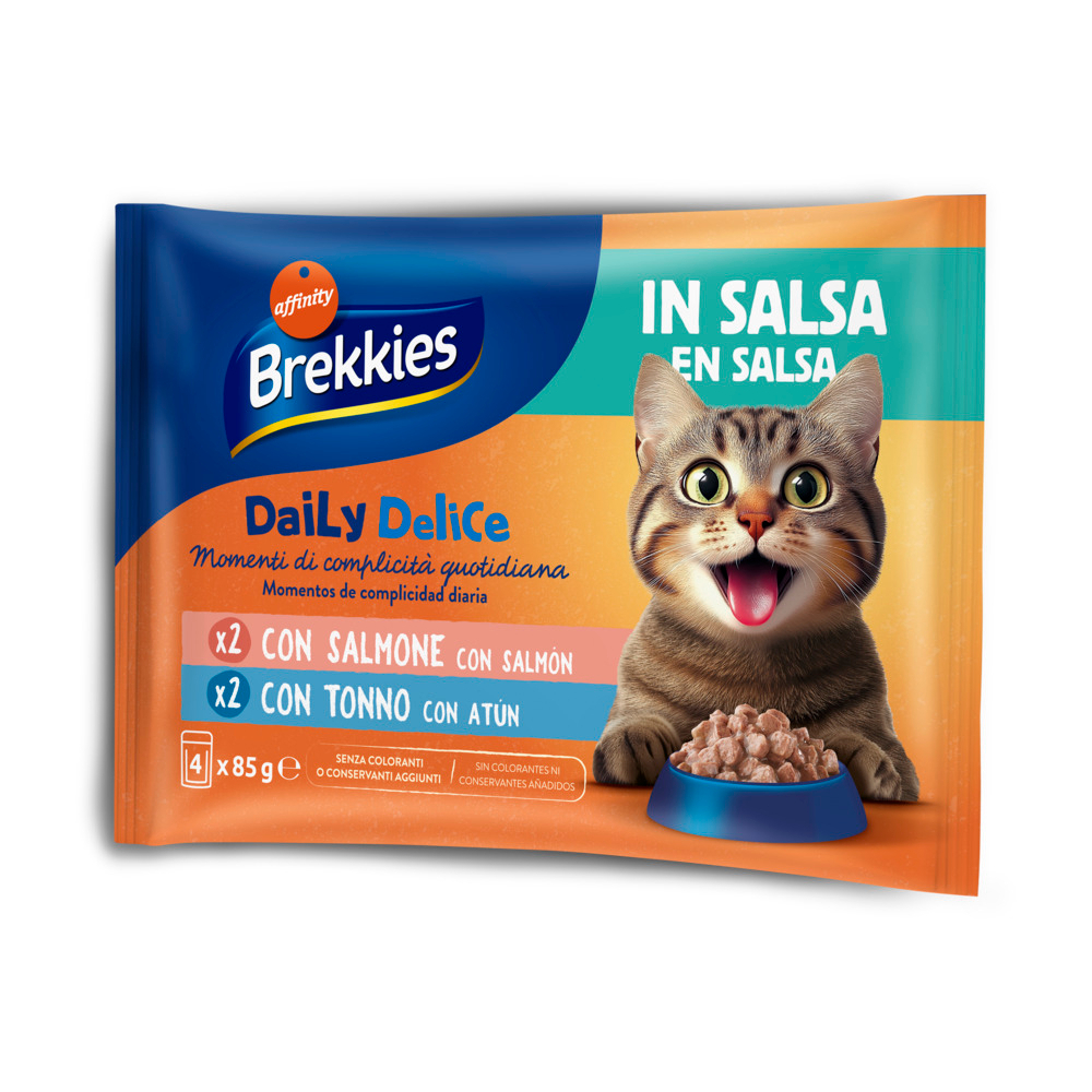 Sparpaket Brekkies Daily Delice 24 x 85 g - Lachs & Thunfisch in Soße von Affinity Brekkies