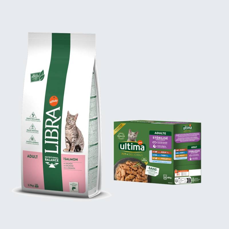 12 kg Libra Trockenfutter + 8 x 85 g Ultima Sterilized Nassfutter-Mix gratis! - Adult Lachs 12 kg Libra Trockenfutter + 8 x 85 g Ultima Sterilized Nassfutter-Mix gratis! - Adult Lachs von Affinity Libra