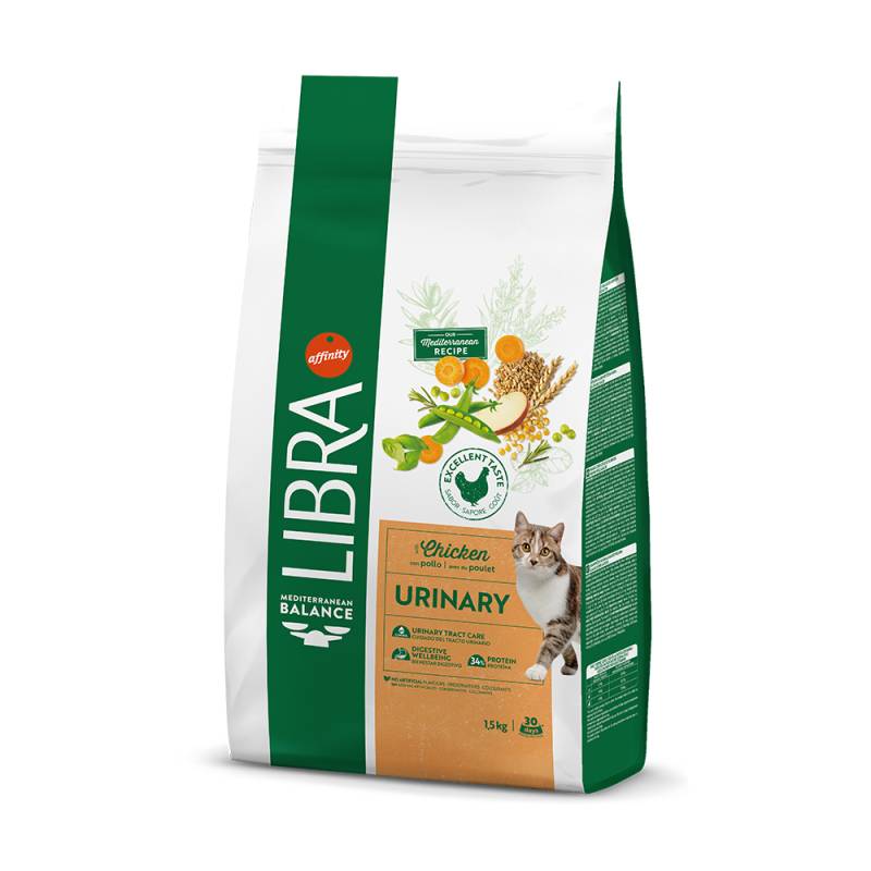 2 x 1,5 kg / 3 kg Libra Cat zum Sonderpreis! - 2 x 1,5 kg Adult Urinary Huhn von Affinity Libra