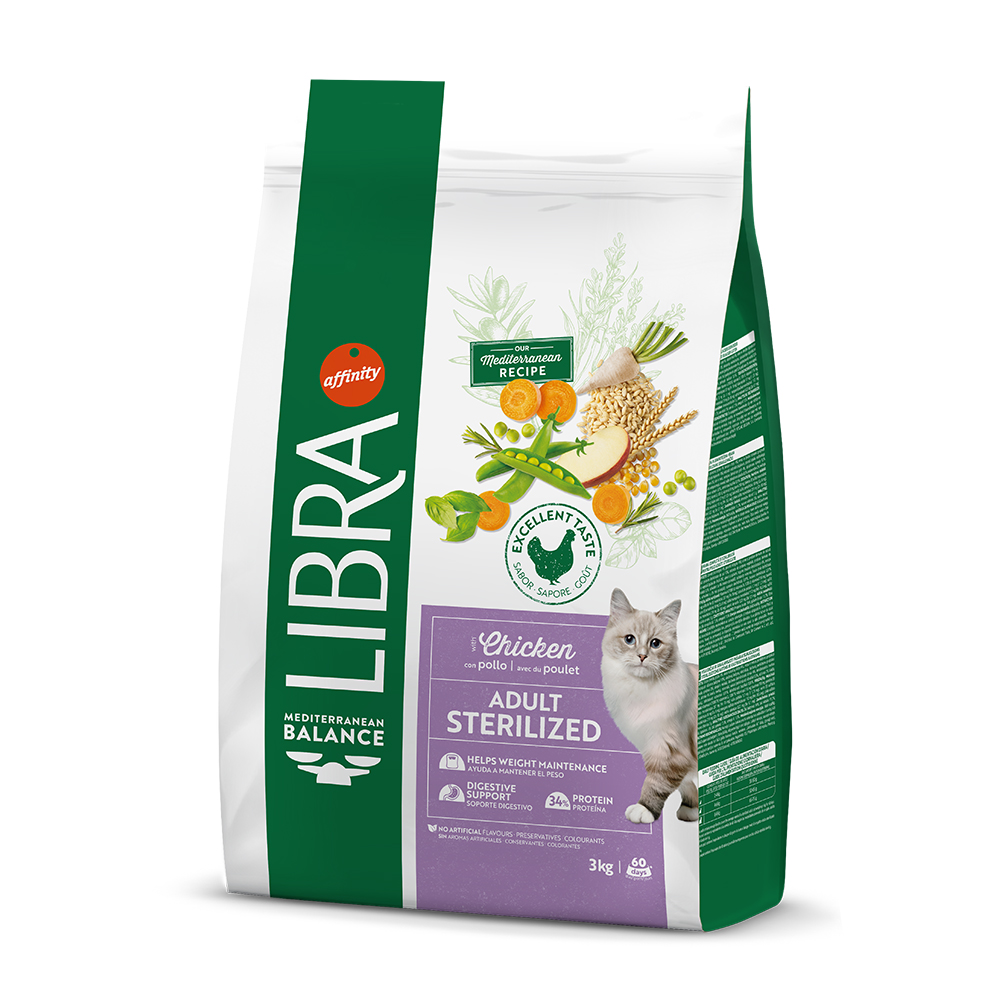 2 x 1,5 kg / 3 kg Libra Cat zum Sonderpreis! - 2 x 3 kg Adult Sterilized Huhn von Affinity Libra