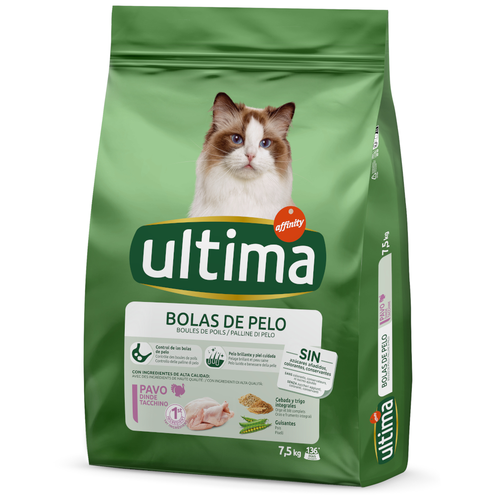 1 kg gratis! 7,5 kg Ultima Cat - Hairball Truthahn & Reis von Affinity Ultima