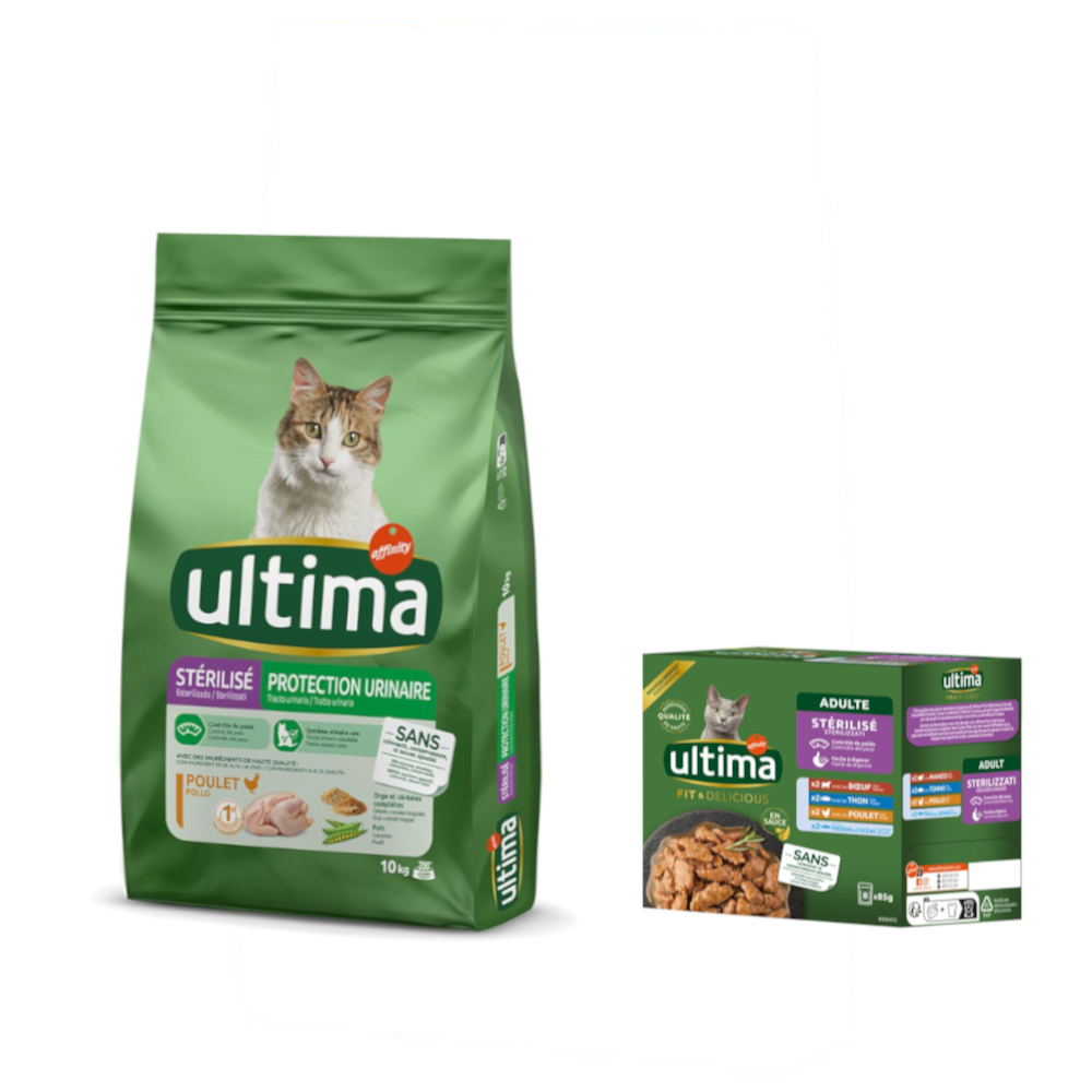 10 kg Ultima Trockenfutter + passendes Nassfutter gratis! - Sterilized Urinary Huhn + 8 x 85 g Sterilized Mix 10 kg Ultima Trockenfutter + passendes Nassfutter gratis! - Sterilized Urinary Huhn + 8 x 85 g Sterilized Mix von Affinity Ultima