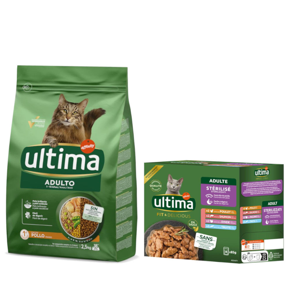 2,5 kg Ultima Trockenfutter + 8 x 85 g passendes Nassfutter-Mix gratis! - Adult Huhn + Sterilized Mix I 2,5 kg Ultima Trockenfutter + 8 x 85 g passendes Nassfutter-Mix gratis! - Adult Huhn + Sterilized Mix I von Affinity Ultima