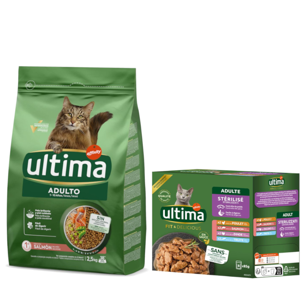 2,5 kg Ultima Trockenfutter + 8 x 85 g passendes Nassfutter-Mix gratis! - Adult Lachs + Sterilized Mix I 2,5 kg Ultima Trockenfutter + 8 x 85 g passendes Nassfutter-Mix gratis! - Adult Lachs + Sterilized Mix I von Affinity Ultima