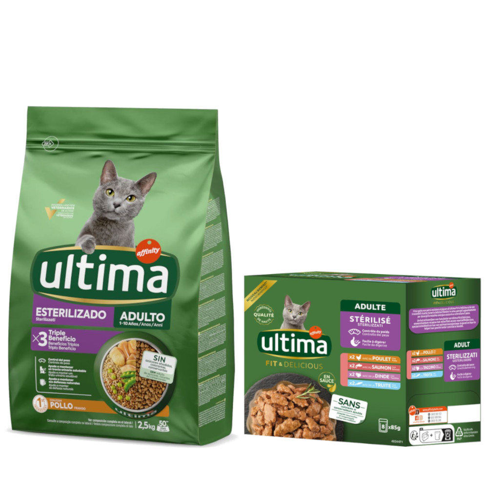 2,5 kg Ultima Trockenfutter + 8 x 85 g passendes Nassfutter-Mix gratis! - Sterilized Adult Huhn + Sterilized Mix I 2,5 kg Ultima Trockenfutter + 8 x 85 g passendes Nassfutter-Mix gratis! - Sterilized Adult Huhn + Sterilized Mix I von Affinity Ultima
