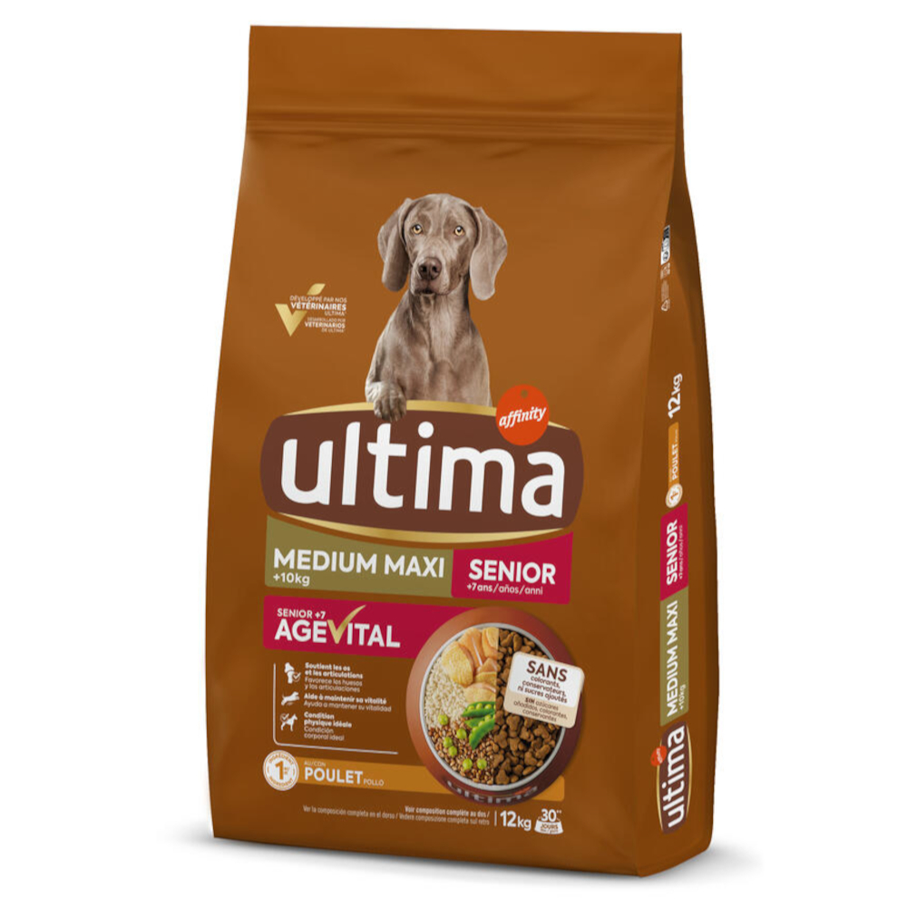 2 kg gratis! 12 kg Ultima Medium/Maxi - Senior Huhn von Affinity Ultima