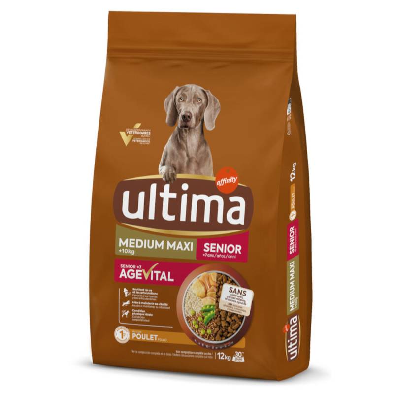 2 kg gratis! 12 kg Ultima Medium/Maxi - Senior Huhn von Affinity Ultima