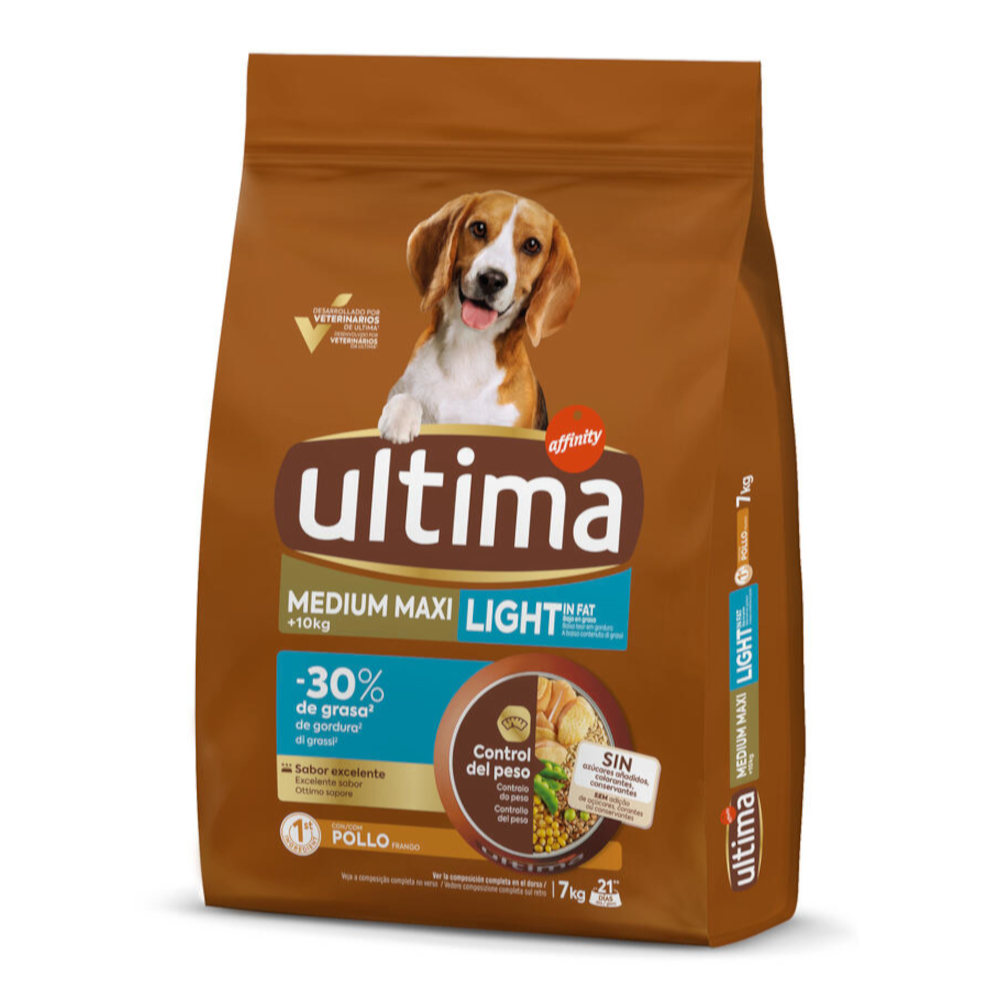 2 kg gratis! 7 kg / 12 kg / 14 kg / 18 kg Ultima - 7 kg Medium / Maxi Light Adult Huhn von Affinity Ultima