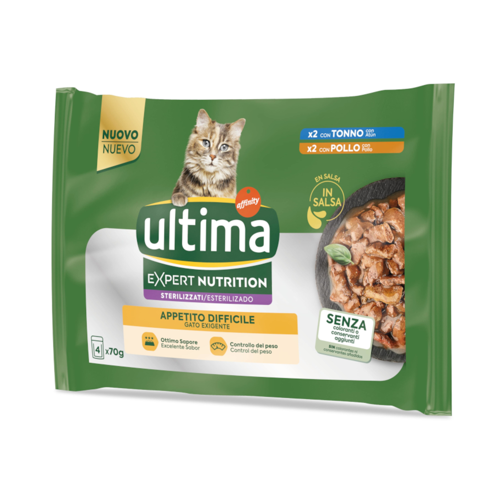 3 + 1 gratis! 4 x (4 x 70 g) Ultima Cat Expert Nutrition - Difficult Appetite Thunfisch & Huhn von Affinity Ultima