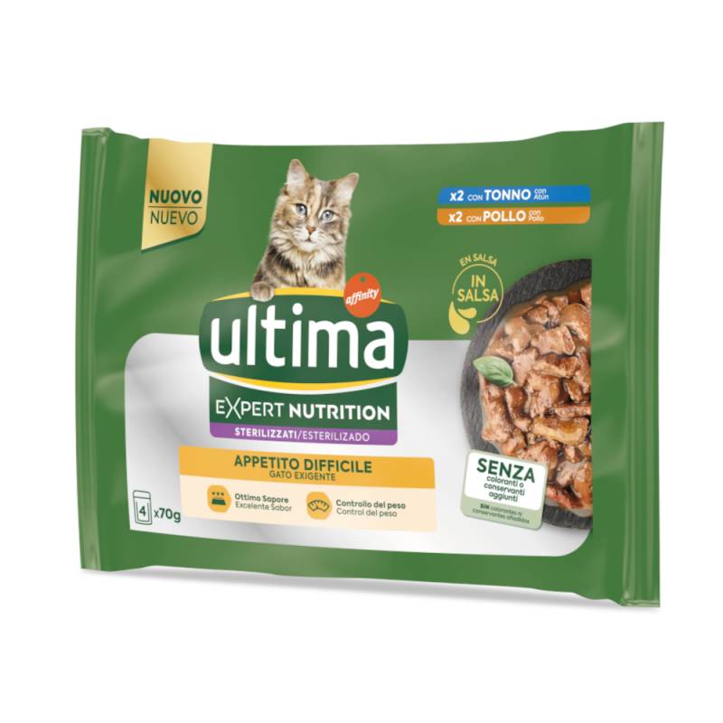 3 + 1 gratis! 4 x (4 x 70 g) Ultima Cat Expert Nutrition - Difficult Appetite Thunfisch & Huhn von Affinity Ultima