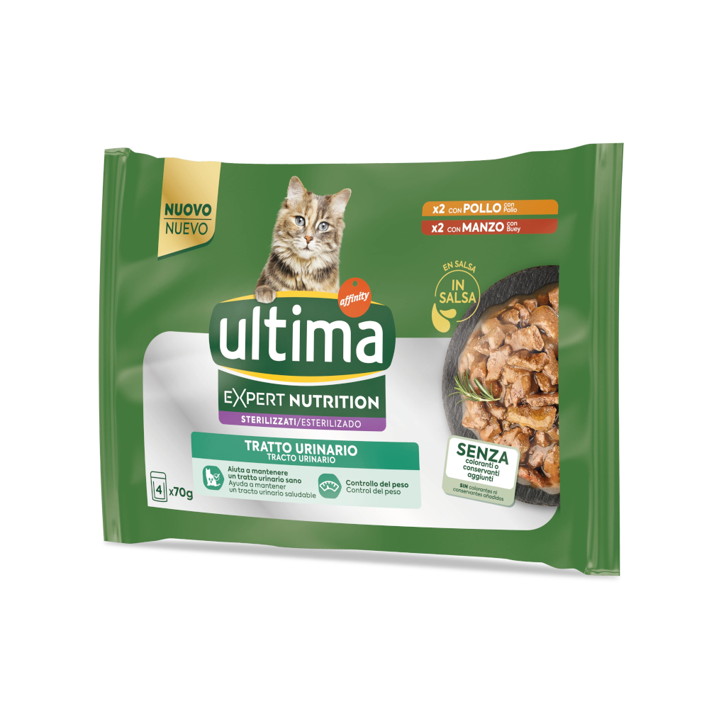 3 + 1 gratis! 4 x (4 x 70 g) Ultima Cat Expert Nutrition - Urinary Huhn & Rind von Affinity Ultima