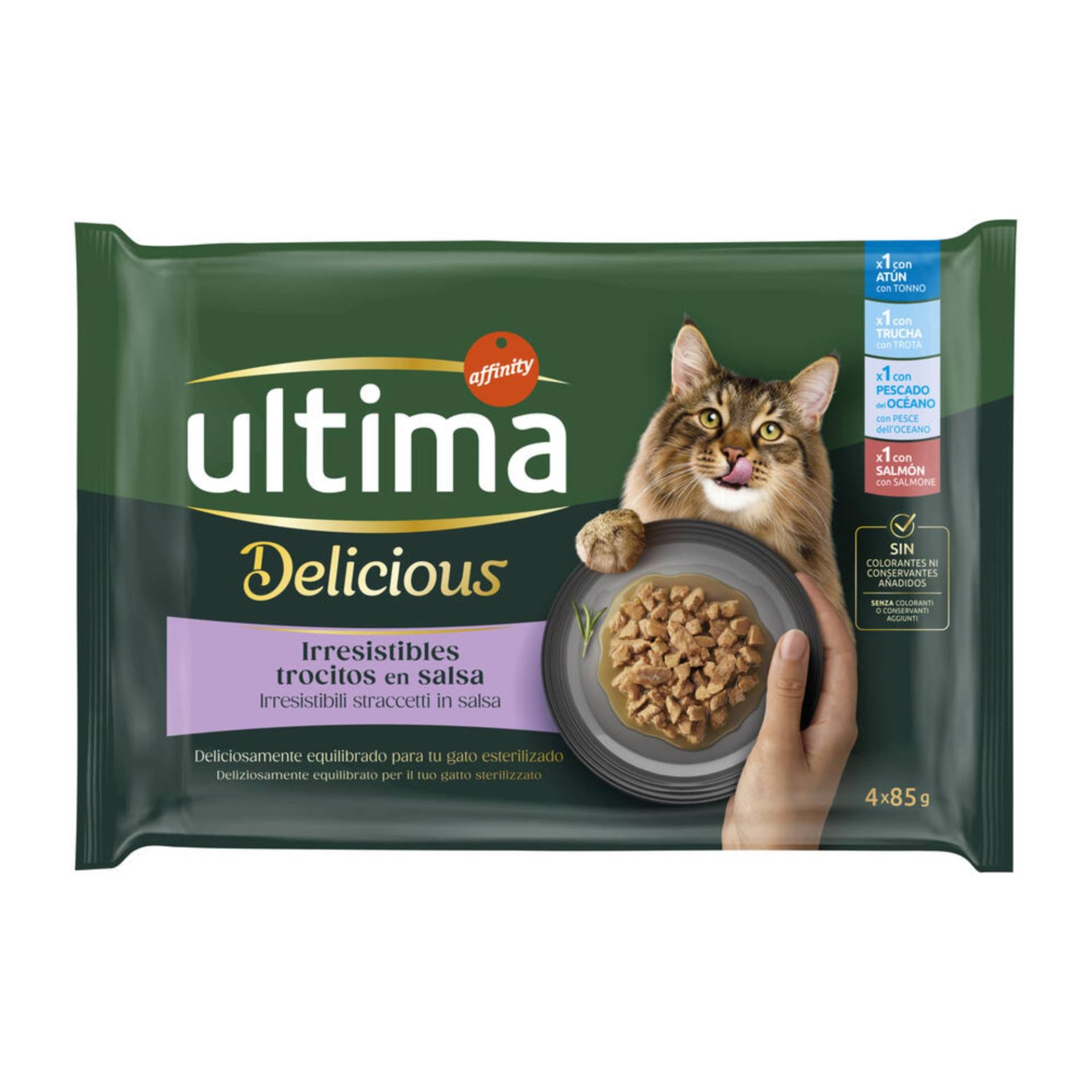 38 + 10 gratis! 48 x 85 g Ultima Adult - Delicious Sterilized: Fischauswahl von Affinity Ultima