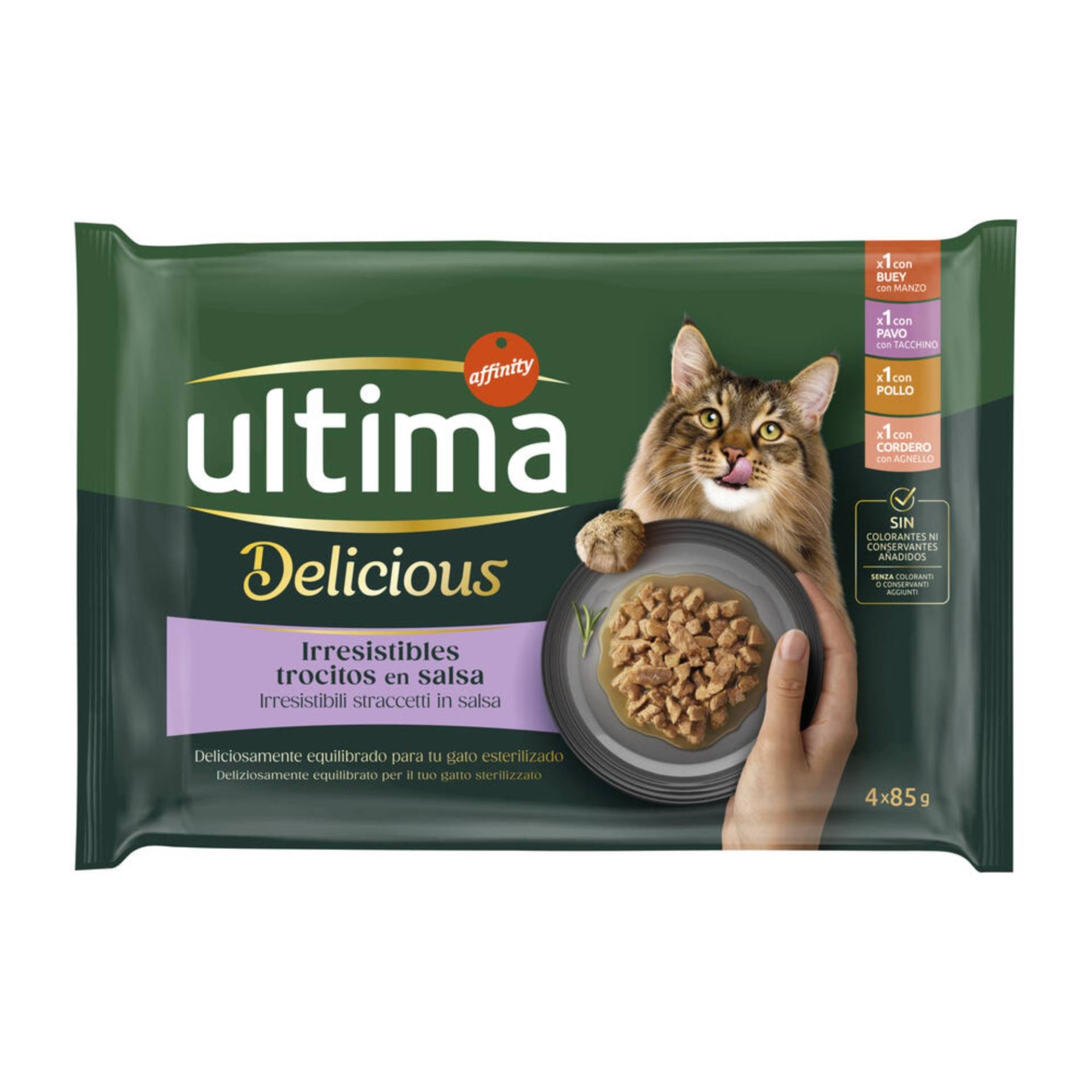 38 + 10 gratis! 48 x 85 g Ultima Adult - Delicious Sterilized: Fleischauswahl von Affinity Ultima