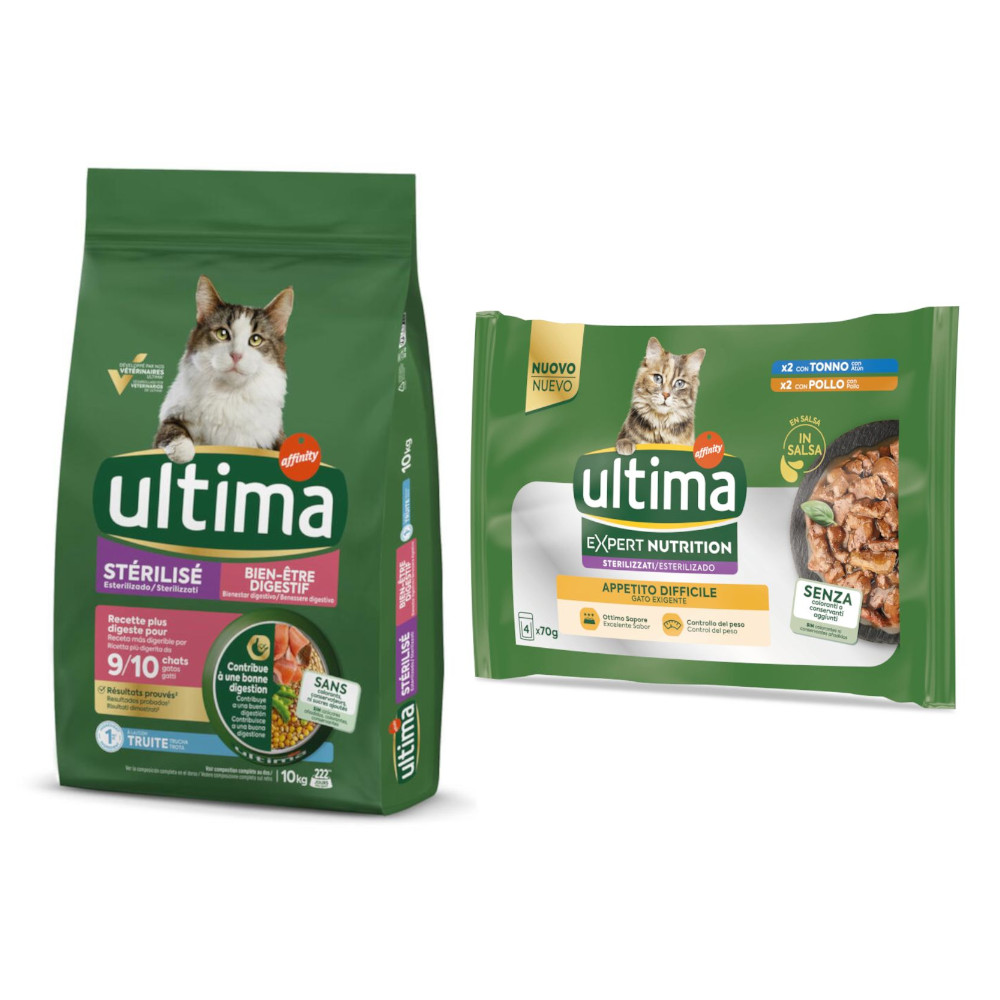 7,5 kg / 10 kg Ultima + passendes Nassfutter gratis! - 10 kg Sterilized Digestive Well-Being Forelle + 4 x 70 g Expert Nutrition Difficult Appetite Thunfisch & Huhn 7,5 kg / 10 kg Ultima + passendes Nassfutter gratis! - 10 kg Sterilized Digestive Well-Being Forelle + 4 x 70 g Expert Nutrition Difficult Appetite Thunfisch & Huhn von Affinity Ultima