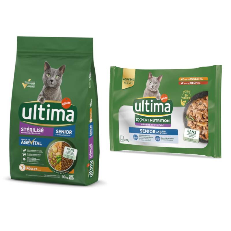 7,5 kg / 10 kg Ultima + passendes Nassfutter gratis! - 10 kg Sterilized Senior Huhn + 4 x 70 g Expert Nutrition Senior Huhn & Rind 7,5 kg / 10 kg Ultima + passendes Nassfutter gratis! - 10 kg Sterilized Senior Huhn + 4 x 70 g Expert Nutrition Senior Huhn & Rind von Affinity Ultima