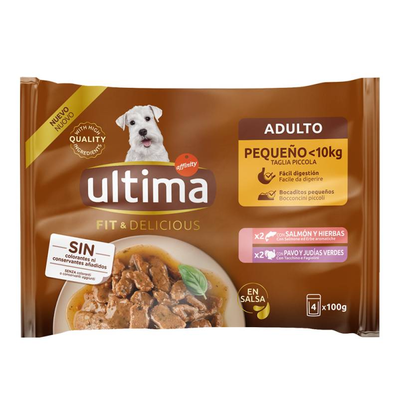 Ultima Fit & Delicious Mini Hund Adult 44 x 100 g - Lachs & Truthahn von Affinity Ultima