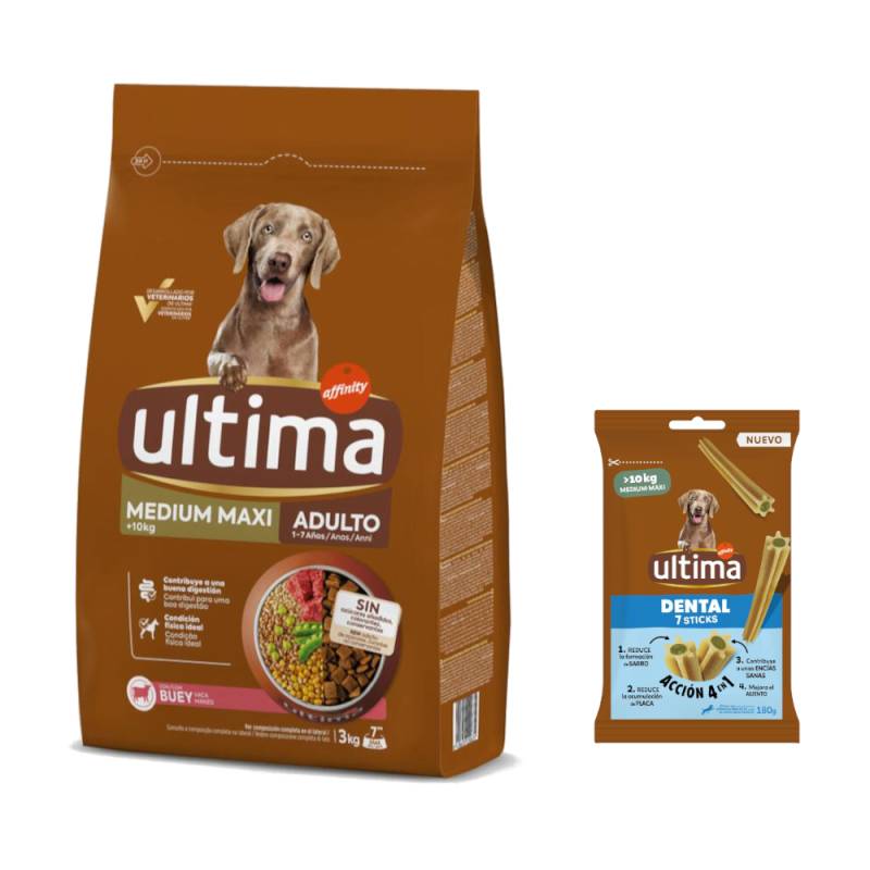 Ultima Hundefutter + 180 g Dental Sticks Medium / Maxi gratis! - Medium / Maxi Adult Rind 3 kg von Affinity Ultima