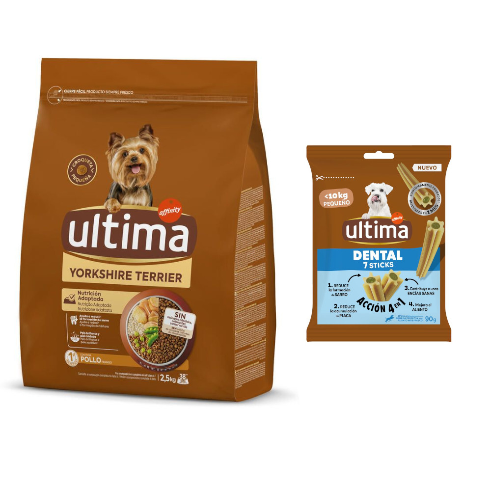 Ultima Mini Trockenfutter + 90 g Dental Sticks Mini gratis! - 2,5 kg Yorkshire Terrier Huhn von Affinity Ultima