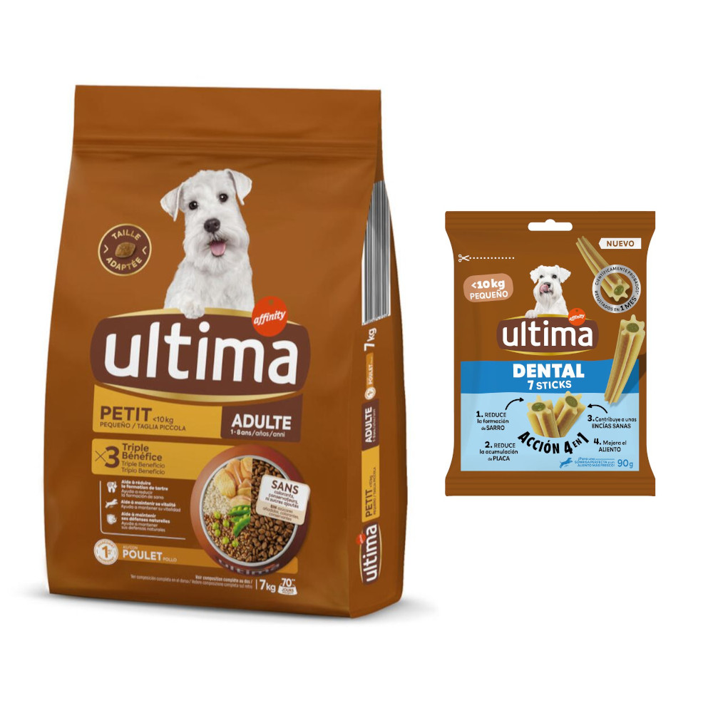 Ultima Mini Trockenfutter + 90 g Dental Sticks Mini gratis! - 7 kg Adult Huhn von Affinity Ultima