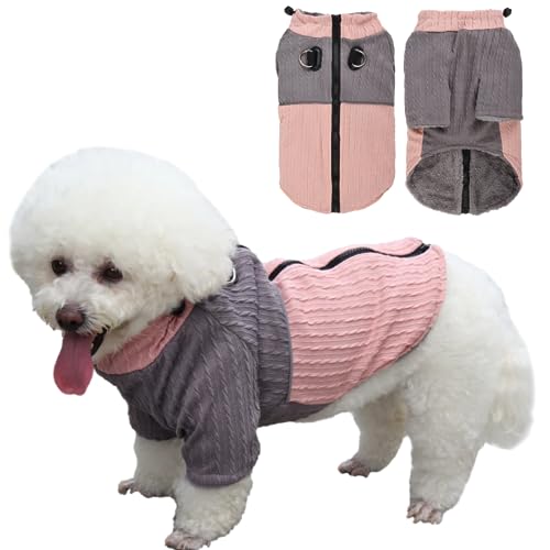 Afuwarm Hundepullover mit Reißverschluss, Rosa, Größe XL, warme Fleece-Welpenjacke mit Geschirr, weicher Hundepullover für kalten Winter, Jungen, Hundemantel, Sweatshirt, Weste, Hundekleidung für von Afuwarm