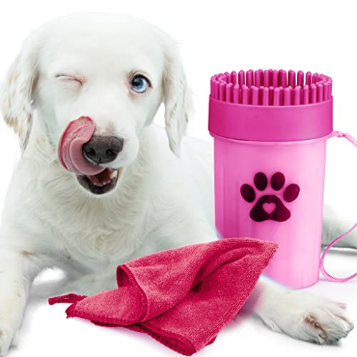 Afzonos Zubehör für Hunde, Pfotenwascher für Hunde, mittlere und kleine Hunde, Produkte zur Reinigung unserer Vierbeiner, Zubehör für Hunde, Hunde (Rosa) von Afzonos