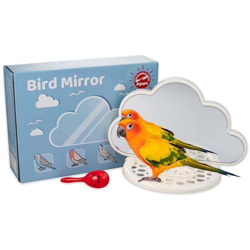 Agape Sittichspiegel mit Sitzstange und langsamer Fütterung, Vogelkäfig-Zubehör für kleine Papageien zur Energieversorgung, Vogelspielzeug für Langeweile und Angst, interaktives Spielzeug für Agape Sittichspiegel mit Sitzstange und langsamer Fütterung, Vogelkäfig-Zubehör für kleine Papageien zur Energieversorgung, Vogelspielzeug für Langeweile und Angst, interaktives Spielzeug für von Agape