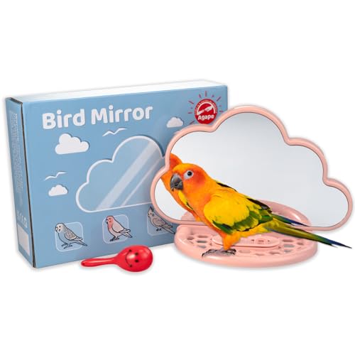 Agape Vogelspiegel für Käfig, Vogelspielzeug mit Sitzstange und langsamem Futterspender zur Energieversorgung, kleine Papageienschaukel, interaktives Spielzeug für Nymphensittiche, Sittiche, Sittiche Agape Vogelspiegel für Käfig, Vogelspielzeug mit Sitzstange und langsamem Futterspender zur Energieversorgung, kleine Papageienschaukel, interaktives Spielzeug für Nymphensittiche, Sittiche, Sittiche von Agape