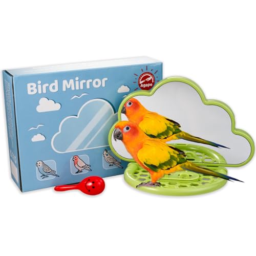 Agape Vogelspiegel mit Barsch und Slow Feeder, Vogelspielzeug gegen Langeweile und Angst, Vogelkäfigzubehör für Papageien, um Energie zu verschwenden, interaktives Spielzeug für Agape Vogelspiegel mit Barsch und Slow Feeder, Vogelspielzeug gegen Langeweile und Angst, Vogelkäfigzubehör für Papageien, um Energie zu verschwenden, interaktives Spielzeug für von Agape