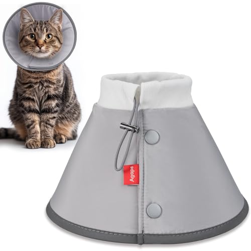 Agape Weiches Hundehalsband Alternative nach Operationen für kleine Hunde und Katzen (Grau, S (Hals: 14 cm - 26,7 cm) von Agape