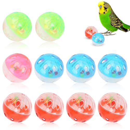 4 cm/1,6 Zoll Vogelbälle 10 Stück Vogelspielzeug Plastikbälle Kauspielzeug mit Glöckchen, Pet Bite Jingle Ball Kauball Papageien Beißball für Vögel Wellensittiche Kätzchen Haustiere Hamster Katzen von Agatige