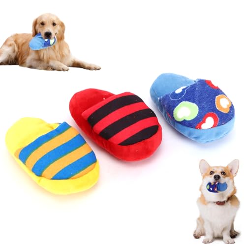 Agatige 3 Stück Plüsch Haustier Hund Quietschen Spielzeug, 15cm/5.91 Zoll Quietschendes Plüsch Sound Spielzeug Schutz beim Zähneputzen Interaktives Trainingsspielzeug Welpe Kauen Beißen Spielzeug von Agatige