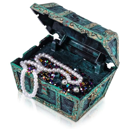 Aquarium Dekoration, 6x4,5x3cm/2,4x1,8x1,4 Zoll Schatztruhe Box Aquarium Ornament Schatzkiste Fischtank Harz Versteck Heimdekoration Unterwasser Landschaft Ornamente mit 10cm/3,9 Zoll Schlauch von Agatige