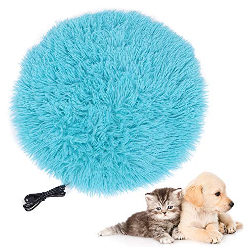 Beheizte Katzenbett, 40 cm weiche Plüsch USB -Heizheizung Haustier Elektrische Heizung Erwärmungskissenmatte für kleine Hunde Katzen (Azul Marino) von Agatige
