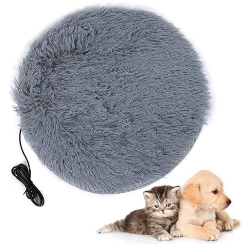 Beheizte Katzenbett, 40 cm weiche Plüsch USB -Heizheizung Haustier Elektrische Heizung Erwärmungskissenmatte für kleine Hunde Katzen (Gris Plateado) von Agatige