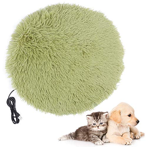 Beheizte Katzenbett, 40 cm weiche Plüsch USB -Heizheizung Haustier Elektrische Heizung Erwärmungskissenmatte für kleine Hunde Katzen (Verde de hierba) von Agatige