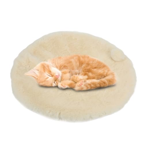 Agatige Katzenbetten für Hauskatzen, 4cm/1.6in Dicke Kätzchen Runde Bett Haustier Welpen-Schlafmatte Waschbares Hundekissen mit Anti-Rutsch Boden von Agatige