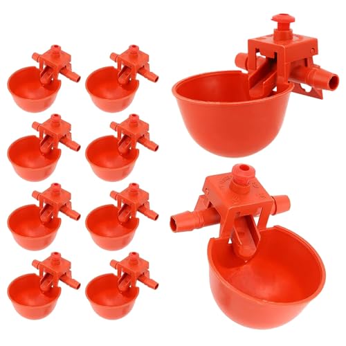 Tränken und Tränkanlagen für Geflügel, Automatische Hühnertränke, 9 cm Breite Geflügeltränke Automatisch, Packung mit 10 Hühnerfutterautomaten und Tränken, Geflügeltränken mit automatischer Füllung von Agatige