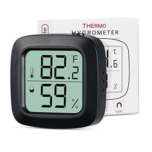 Aggforbl Terrarium Thermometer Hygrometer Digital, Thermo Hygrometer Innen Hamsterkäfig Bartagamen Reptile Gewächshaus Terrarium Vivarium brutmaschine - Schwarz 3M Doppelseitiges Klebeband von Aggforbl