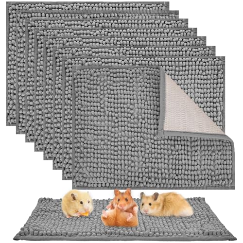 Meerschweinchen-Auskleidung, waschbar, Kaninchenkäfig, 40,6 x 30,5 cm, Meerschweinchen-Fleecematten, wiederverwendbare Einlage, Urinierunterlagen für Kleintiere, Hasen, Grau, 8 Stück von Agolctry