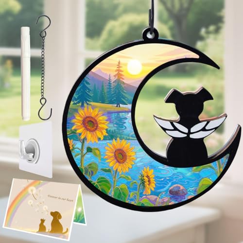 AgoumLux Hundeengel Gedenk-Sonnenfänger mit Regenbogenbrücke, Gedichtkarte, Haustier-Beileidsgeschenke für den Verlust des Hundes, Sonnenblumen AgoumLux Hundeengel Gedenk-Sonnenfänger mit Regenbogenbrücke, Gedichtkarte, Haustier-Beileidsgeschenke für den Verlust des Hundes, Sonnenblumen von AgoumLux