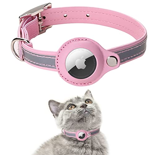 AgoumLux Airtag Katzenhalsband Reflektierend Air Tag Katze Halsband Leder für GPS Tracker Integriertes Verstellbarer Collar, Pink, M AgoumLux Airtag Katzenhalsband Reflektierend Air Tag Katze Halsband Leder für GPS Tracker Integriertes Verstellbarer Collar, Pink, M von AgoumLux