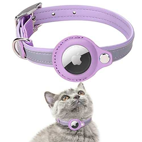 AgoumLux Airtag Katzenhalsband Reflektierend Air Tag Katze Halsband Leder für GPS Tracker Integriertes Verstellbarer Collar, Violett, M AgoumLux Airtag Katzenhalsband Reflektierend Air Tag Katze Halsband Leder für GPS Tracker Integriertes Verstellbarer Collar, Violett, M von AgoumLux