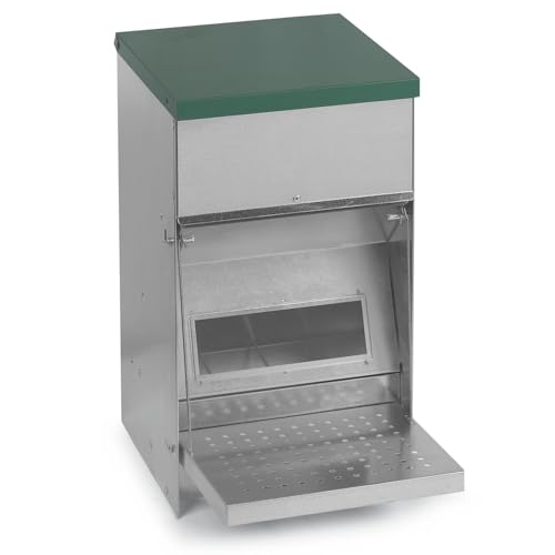 Agrarzone Hühner Futterautomat mit Trittplatte 10 kg - Rattensicherer Hühnerfutter Automat - Futterspender Hühner reduziert Futterverschwendung - Futtertrog Hühner & Geflügel von Agrarzone