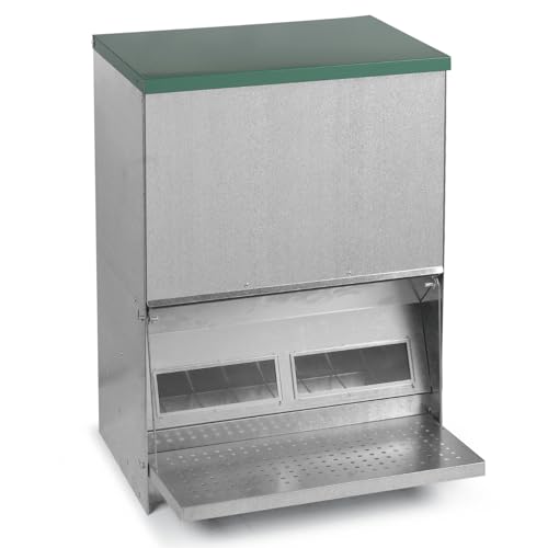 Agrarzone Hühner Futterautomat mit Trittplatte 40 kg - Rattensicherer Hühnerfutter Automat - Futterspender Hühner reduziert Futterverschwendung - Futtertrog Hühner & Geflügel von Agrarzone